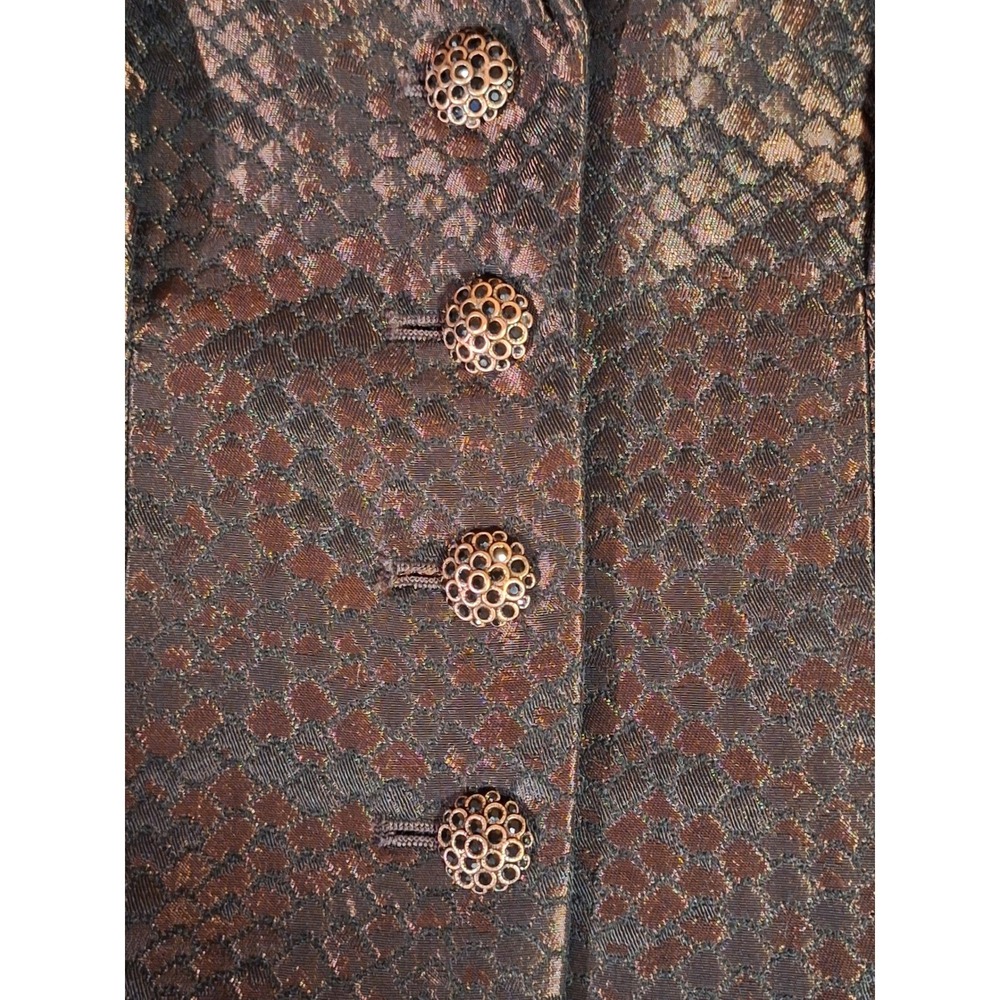 Kay Unger Snake Print Metallic Brocade Blazer Skirt Suit Set Size 6 Made Korea - Picture 6 of 16